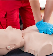 Adult CPR training demonstration